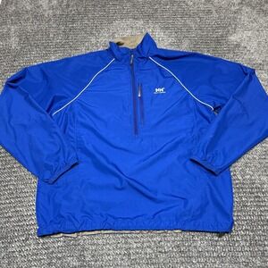 Helly Hansen Mens XL Blue Quarter Zip Pullover Windbreaker Reflective Outdoor
